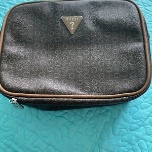 Guess Brown Toiletry Bag with Monogram Print